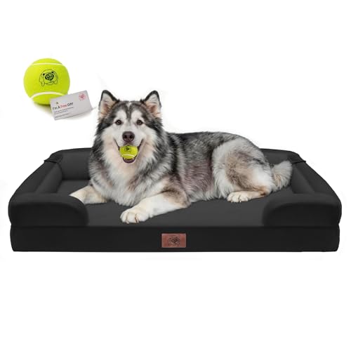 Waterproof Orthopedic Dog Bed for Extra Large Sized Dogs (48 x 30 x 9 in / Black)