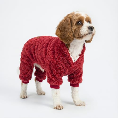 Turtleneck Fleece Dog Sweater Pajamas (Small / Red)