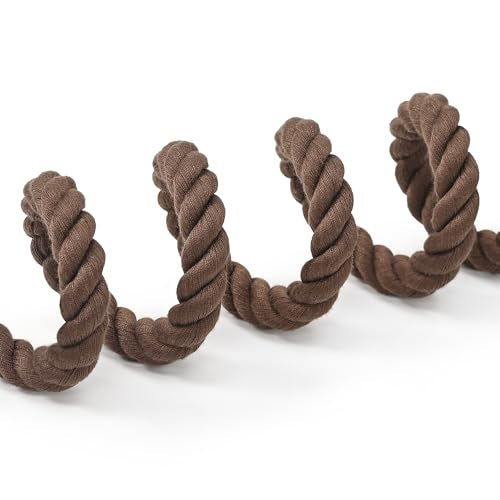 Dog Leash Braided Cotton Rope with Leather (Dark Brown / 72 Inch-1/2")