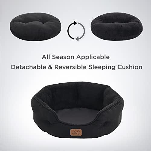 Small Dog Bed Washable (25"L x 21"W x 8"Th / Black)