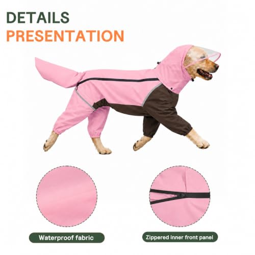 Full Body Dog Raincoat with Detachable Hood (Cherry Blossom Pink / X-Large)