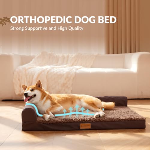 Orthopedic Medium Dog Bed Washable Pet Sofa Bed 30''X20''Brown (Brown / 30"L x 20"W x 3.5"Th)