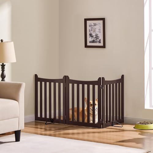Freestanding Wooden Dog Gate (Espresso / 60″ W × 24″ H)