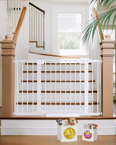 30 48 in Baby Gate for Stairs (White / 30-48"W x 30.5"H)