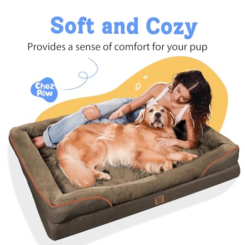 Orthopedic Waterproof Dog Bed for Medium and Large Dogs (Coffee / 36"L x 27"W x 7"Th)