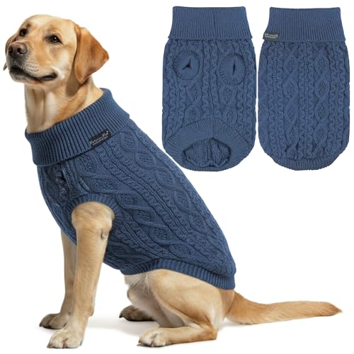 Dog Sweaters Pull Over (L / Cable Knit Navy)