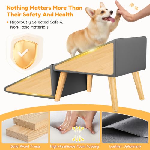 22.8" H Dog Stairs for High Bed (Grey / 22.8" H)