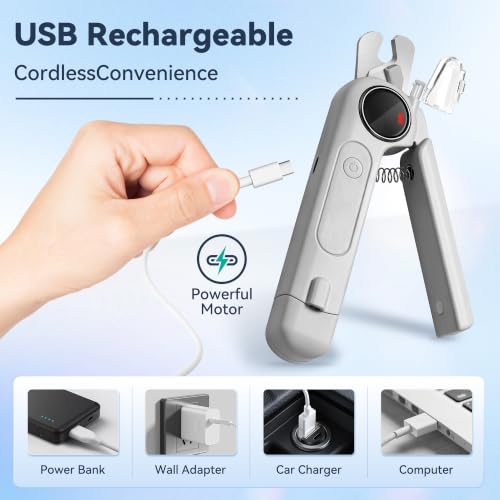 2-in-1 Quiet Electric Pet Nail Clipper & Grinder with Light for Dogs Cats (Gray) (Gray)