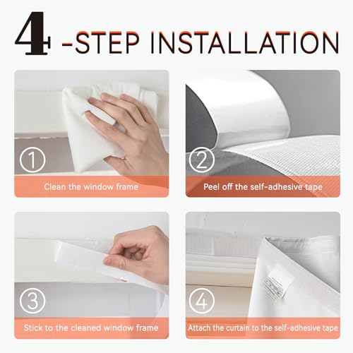 Adhesive Blackout Curtains for Window (White / 47"W x 71"L (Pack of 1))