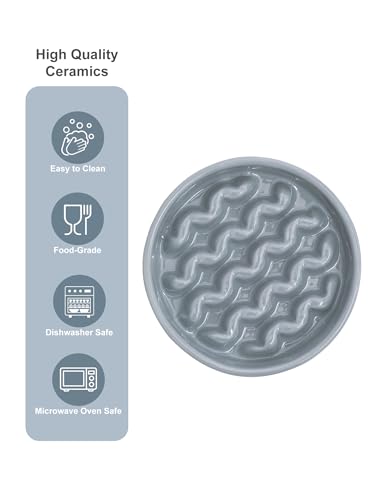 Ceramic Slow Feeder Dog Bowl (Macroni-Ice Blue / Small)