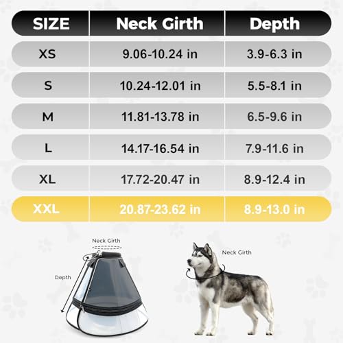 Soft Transparent Dog Cone Collar (XXL (Neck: 20.87-23.62") / Black)