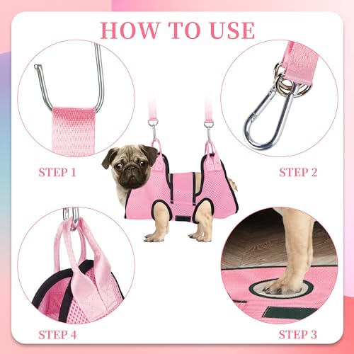 Dog Grooming Hammock Kit (S (17 LB Max) / Pink)