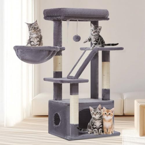 Cat Tree 38.5In Cat Tower for Indoor Cats (Smoky Gray / 38.5 Inches)
