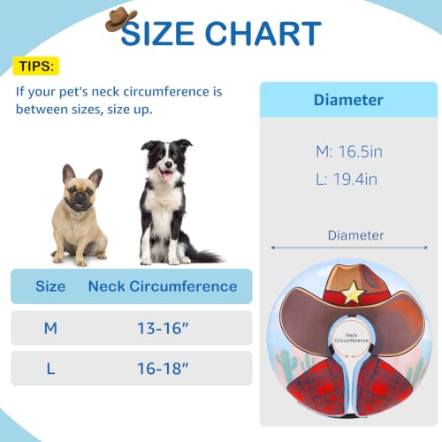 Dog Cone Alternative After Surgery Donut Collar (Brown Cowboy / M(Neck 13"-16"))