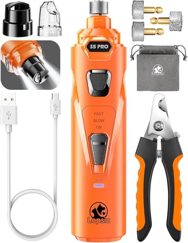 Whisper Quiet Dog Nail Grinder Safe & Stress (Orange)