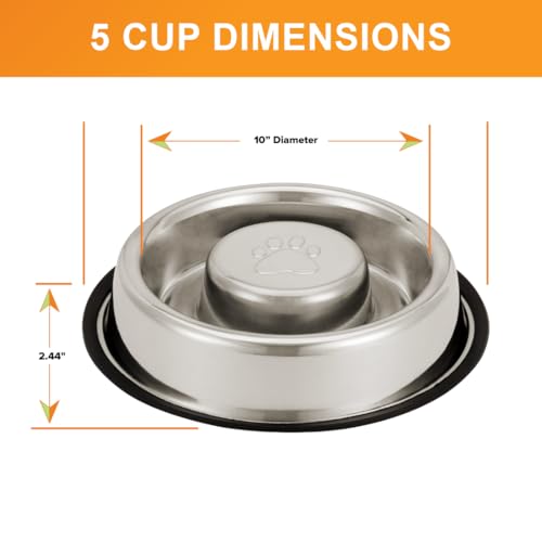 Stainless Steel Slow Feed Bowl (5 Cup - Non Tip)