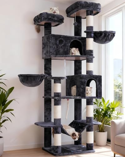 80.7'' Tall Cat Tree Tower for Indoor Cats 20 lbs+ (80.7'' / Smoky gray)