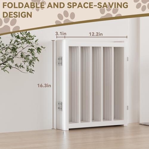 16" Freestanding Short Dog Gate for Small Dogs (White-16"h / Up to 48" W, 4 Panels)