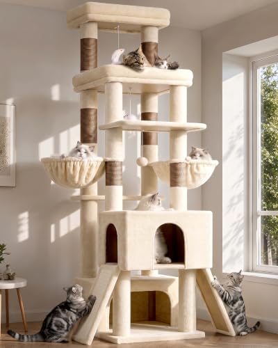 Z78 Heavy Duty Cat Tree for 20lbs Large Adult Cats (Beige / 78 inch)