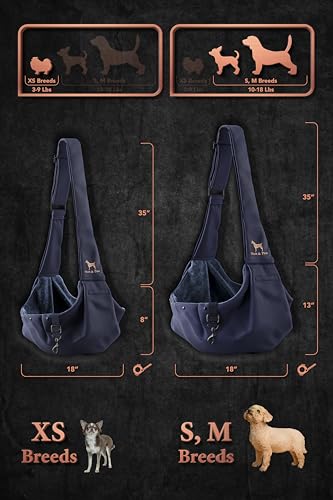 Dog Sling Carrier for Small Dogs 3 (Navy Blue / 15.0"L x 6.0"W x 5.5"H)