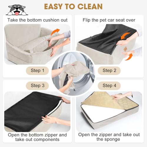 Dog Car Seat for Large Medium Sized Dogs Under 55 lbs (Beige / Medium/Large)