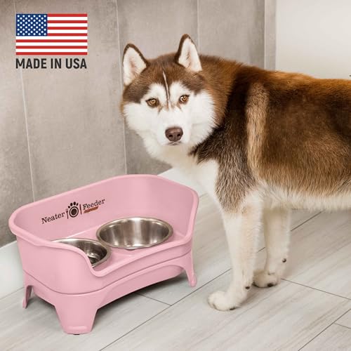 Express Mess Proof Dog Bowls Elevated for Medium and Large Breed (Medium to Large w/ 9 Peak Slow Feed Bowl / Pink)