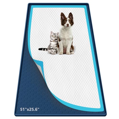 Pee Pad Holder for Dogs 51''x25.6'' Silicone Puppy Pee Pad Tray (Blue)