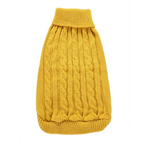 Dog Sweater Soft Warm Turtleneck Knitted Clothes for Small Medium Large Pet (Yellow / X-Small)