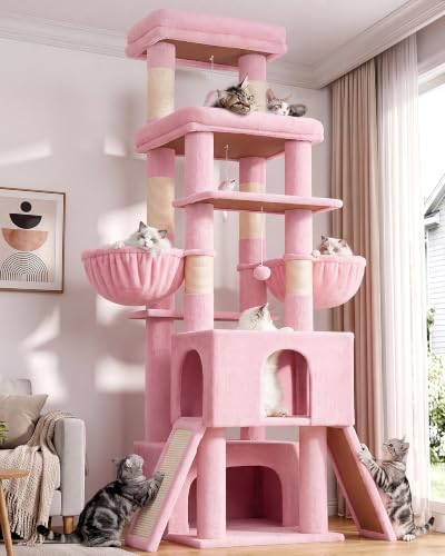 Z78 Heavy Duty Cat Tree for 20lbs Large Adult Cats (Pink / 78 inch)