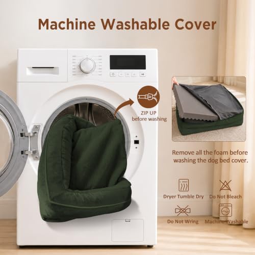 Waterproof Orthopedic Dog Bed for Medium Size Dog (30.0"L x 20.0"W x 7.0"Th / Olive Green)