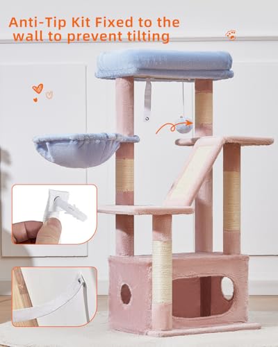 Cat Tree 38.5In Cat Tower for Indoor Cats (Pink and Blue / 38.5 Inches)