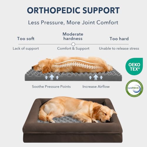 XL Orthopedic Dog Bed Waterproof for Extra Large Size Dogs (Coffee / 41.0"L x 29.0"W x 7.5"Th)