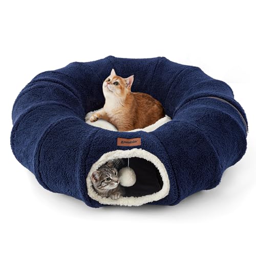 Cat Tunnel Bed for Indoor Cats (Navy Blue / Standard)