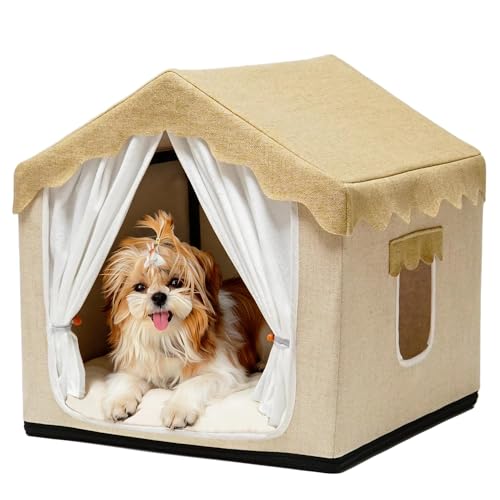 Boho Dog House Indoor (M (18"×18"×18") / Beige)