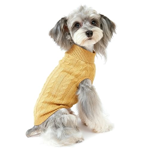 Dog Sweater Soft Warm Turtleneck Knitted Clothes for Small Medium Large Pet (Khaki Apricot / XX-Large)
