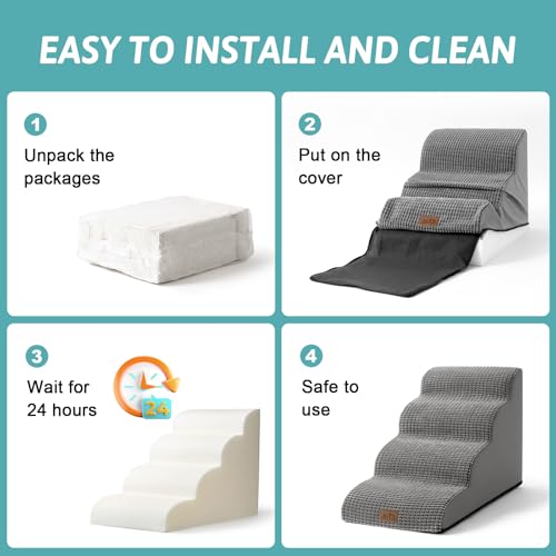 Dog Stairs for Small Dog 22.6" H (Dark Grey / Standard:15.7"x33"x22.6")