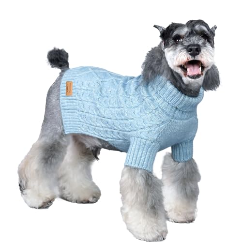 Dog Sweater for Small Medium Dogs Turtleneck Thick Knit with Sleeves (X-Large (30-42lbs) / 08# Blue)