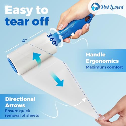 Extra Sticky Lint Roller Mega Value Set 900 Sheets for Pet Hair Removal and Clothes