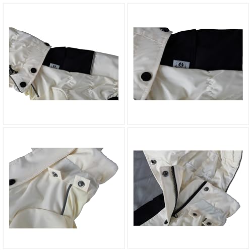Waterproof Dog Raincoat with Removable Hood (Ivory / S+ (Back 13"))