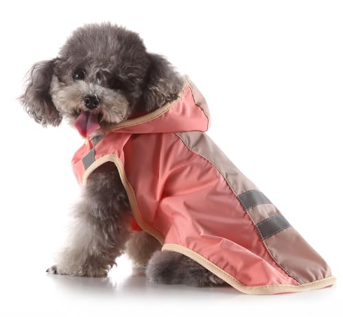 Dog Raincoat Hooded Reflective Waterproof Slicker Poncho (Pink / 3XL(33-38 pound))