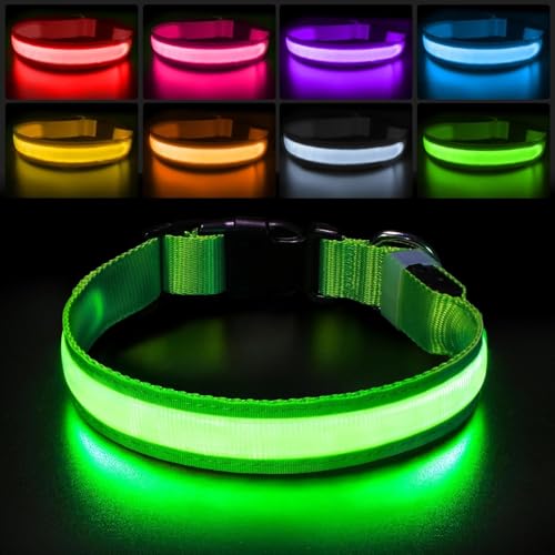 Light up Dog Collar (Green / S(11 inch-15.7 inch))