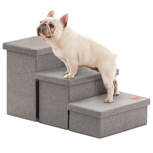 Dog Stairs for High Bed (Solid Grey / 29.5" X 17" X 17.7" H)