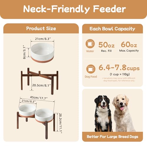 Elevated Dog Bowls (Double Bowls with Stand- Vanilla White / 7.6CUPS)