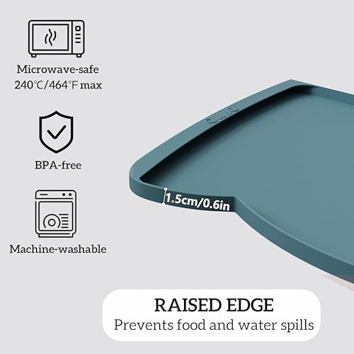 Large Dog Food Mat (24"L x 15"W / Light Blue)