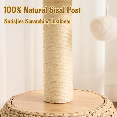 Modern Cat Tree for Indoor Small & Medium Cats (Natural-30")