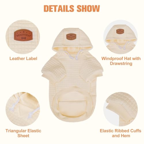 Dog Hoodies Sweater for Medium Dogs (Cream / M/L (Back: 18",Chest: 25", Neck: 15"))