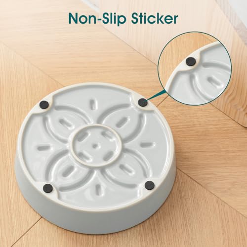 Ceramic Slow Feeder Dog Bowls (M-1.5 Cups / Grayish Cyan)