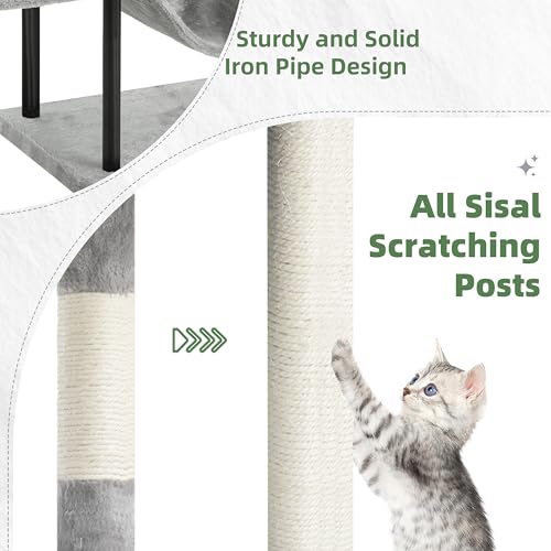 Cat Tree 43.3'' Cat Tower with Hammock for Kittens GCT004SW (43.3 inches / Light gray)