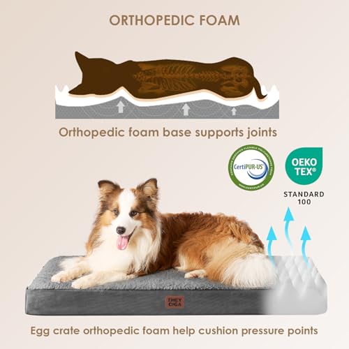 Orthopedic Dog Bed Large with Removable Washable Cover (36*27*3.5 inches / Grey)