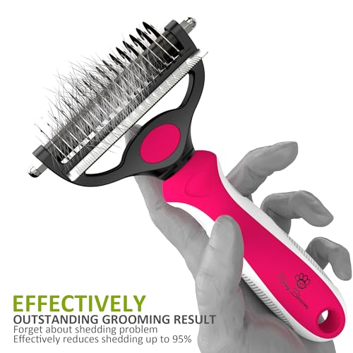 2 in 1 Professional Grooming Rake for Cats & Dogs (Rose)